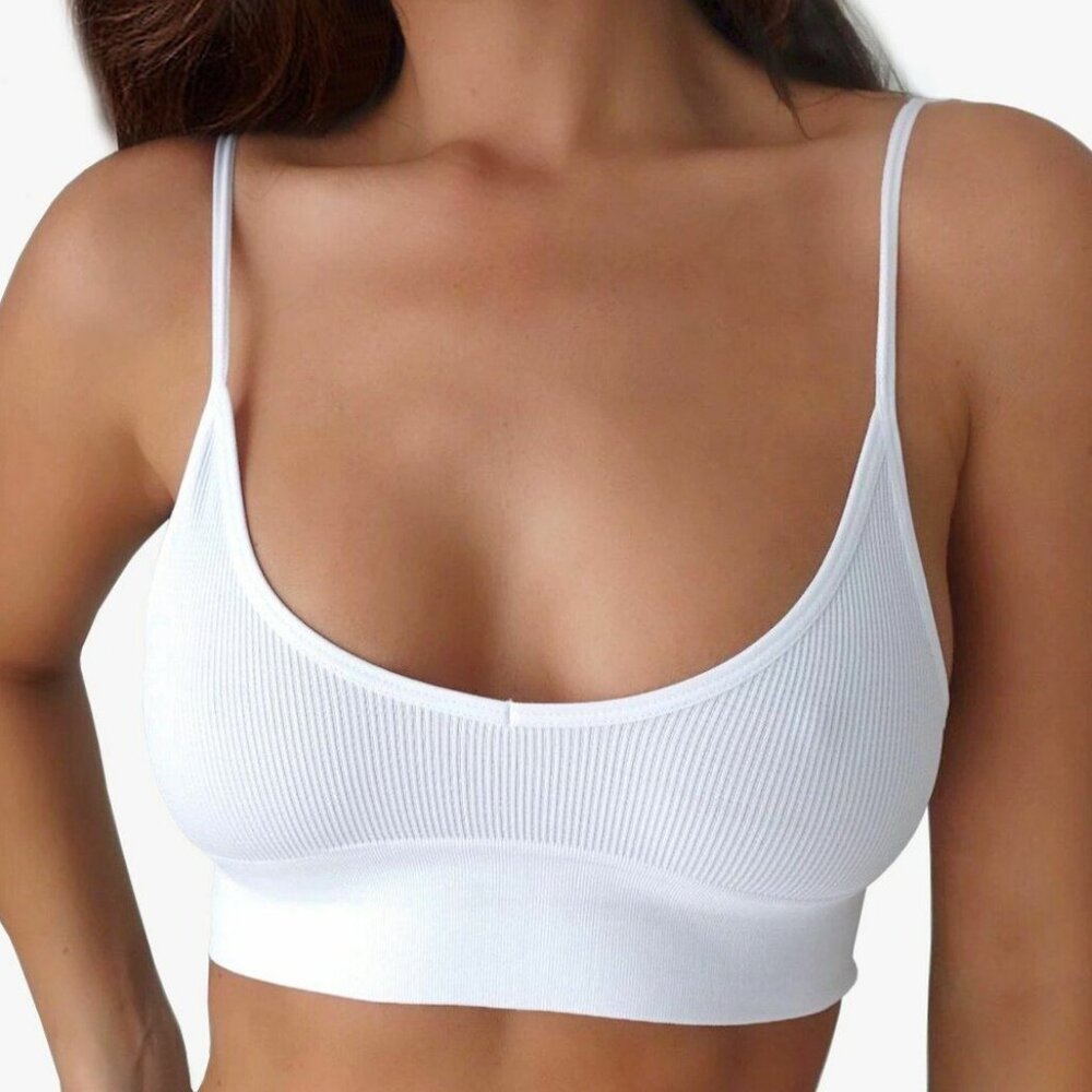White Micro Ribbed Bralette